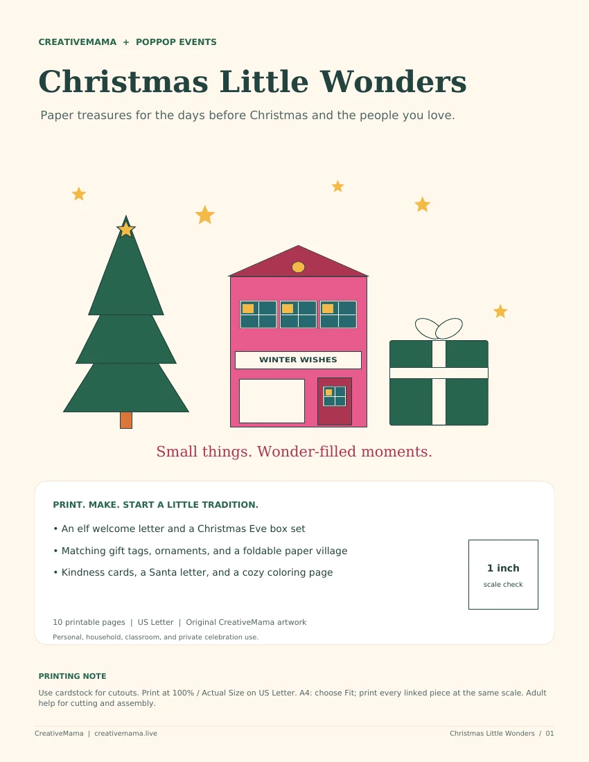 Preview of the original Christmas Little Wonders printable collection