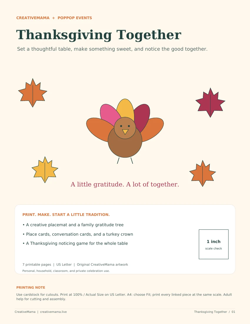 Preview of the original Thanksgiving Together printable collection