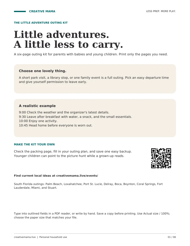 Actual printable page from Little Adventure Outing Kit