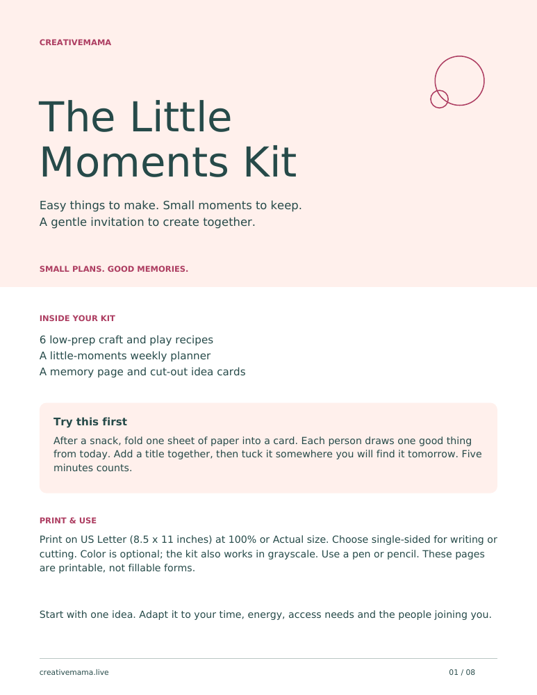 The actual cover of The Little Moments Kit